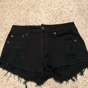 Black high rise shorts
